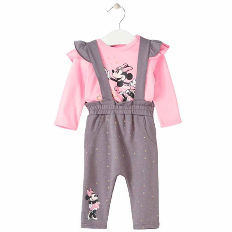 Picture of DISMF51129833-MINNIE 2 PCS DUNGAREE SET IN COTTON 3M-3YEARS